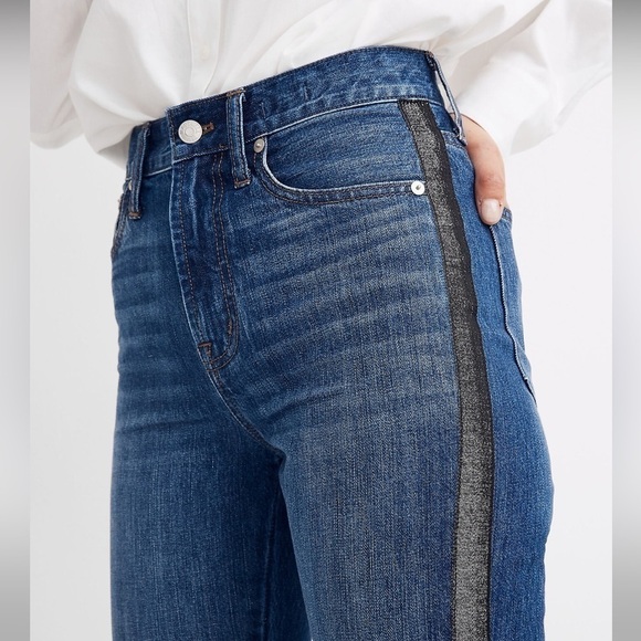 MADEWELL The Perfect Vintage Jean: Metallic Tuxedo Stripe Edition size 26 - Picture 4 of 11